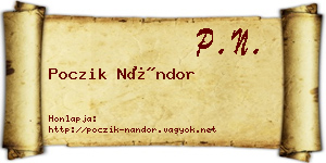 Poczik Nándor névjegykártya